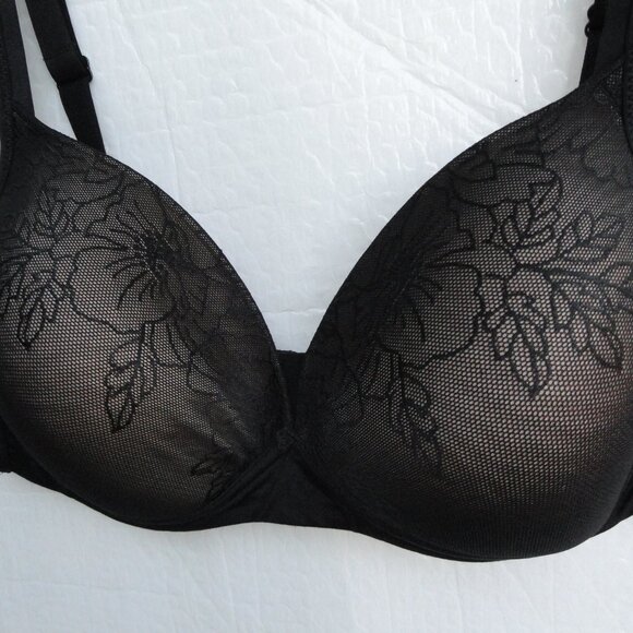 Warner's Padded Cup 38C Wire Free Black Lace & Black 38C Wired Bra No padding - Picture 10 of 16